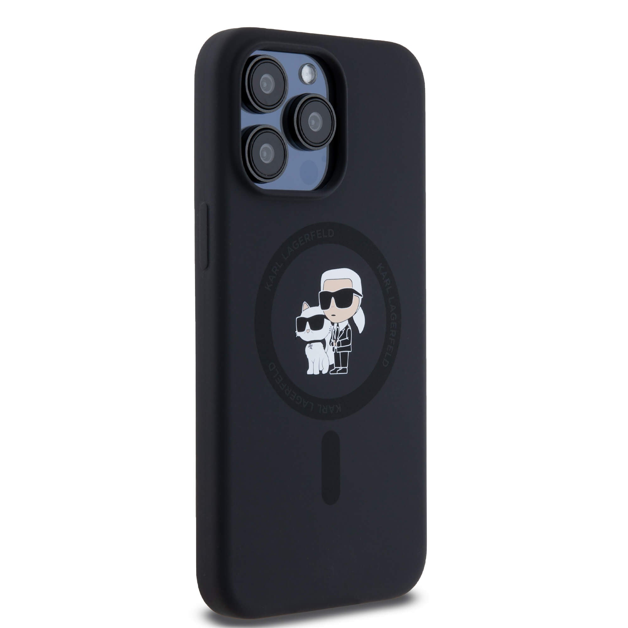 Karl Lagerfeld iPhone 15 Pro Max - Silicone Karl and Choupette - Θήκη Σιλικόνης με MagSafe - Black - KLHMP15XSCMKCRHK