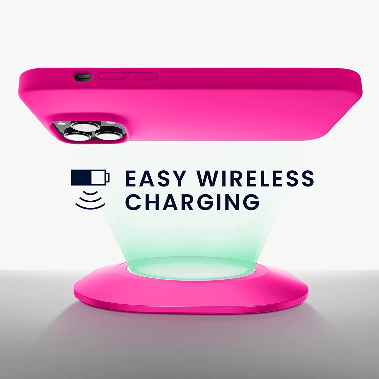 KW iPhone 14 Pro Max Θήκη Σιλικόνης Rubberized TPU - Neon Pink - 59074.77