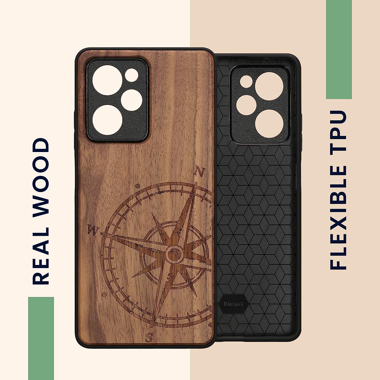 KW Xiaomi Poco X5 Pro 5G Θήκη από Φυσικό Ξύλο - Design Compass Vintage - Dark Brown - 60900.01