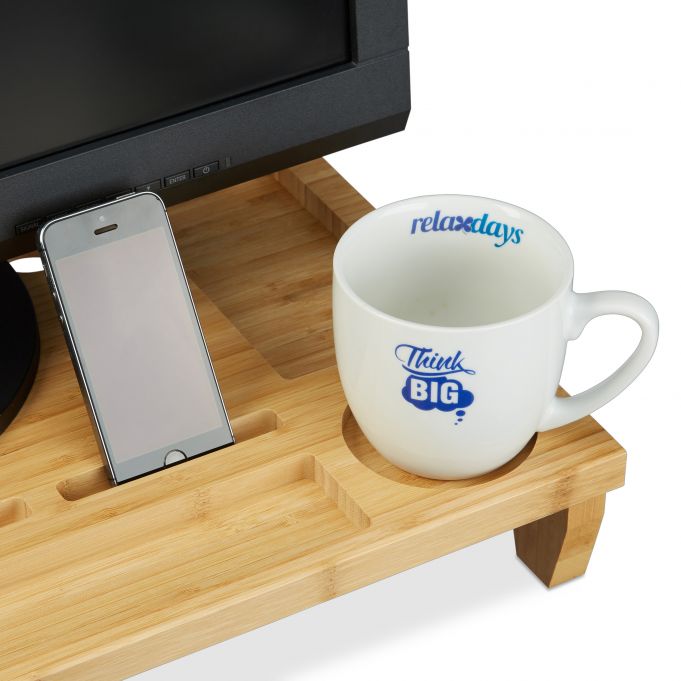 Relaxdays Ξύλινη Βάση Στήριξης Οθόνης - Natural - 4052025242022