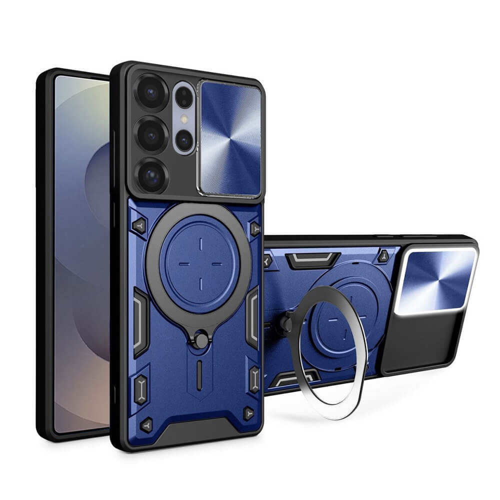 Techsuit Samsung Galaxy S25 Ultra - CamGuard Pro - Σκληρή Θήκη με Προστασία Καμερών και Δαχτυλίδι Συγκράτησης - Blue