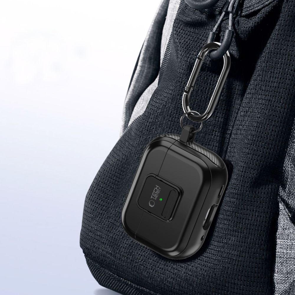 Tech-Protect AirPods Pro 1 / 2 Θήκη από Σκληρό Πλαστικό και Σιλικόνη με MagSafe - Defender Hook - Black
