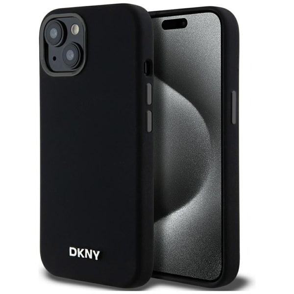DKNY iPhone 15 / 14 / 13 - MagSafe Σκληρή Θήκη με Πλαίσιο Σιλικόνης - Liquid Silicone Small Metal Logo - Black