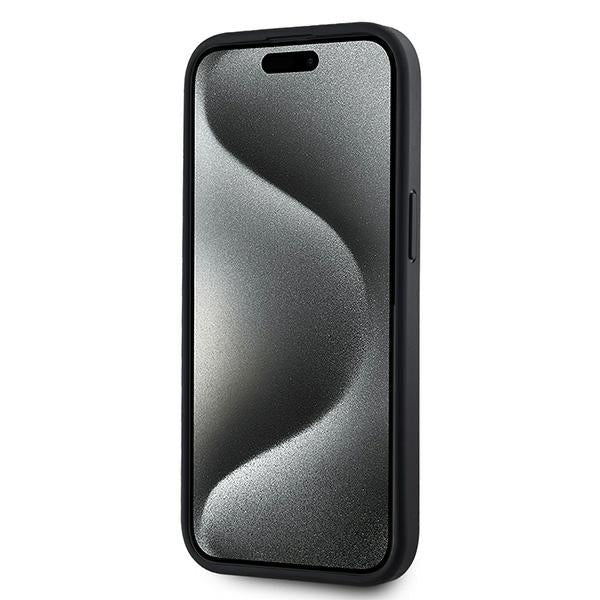 DKNY iPhone 15 / 14 / 13 - Σκληρή Θήκη με Επένδυση Συνθετικού Δέρματος - Leather Checkered Mono Pattern MagSafe - Black
