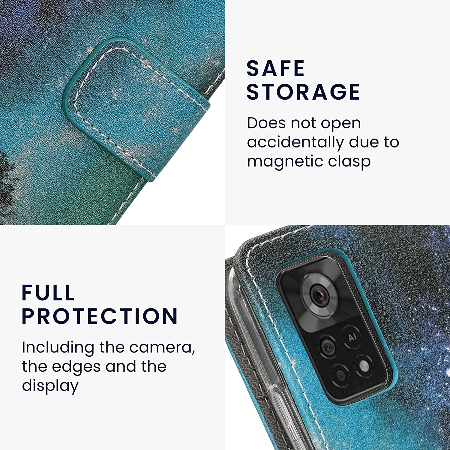 KW Xiaomi Poco X4 Pro 5G Θήκη Πορτοφόλι Stand - Design Cosmic Nature - Blue / Grey / Black - 57986.01