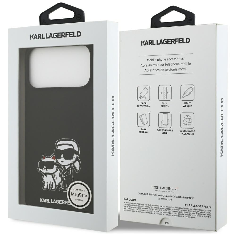 Karl Lagerfeld iPhone 17 Pro Max - Silicone K/C Sketch and Logo MagSafe - Σκληρή Θήκη με Πλαίσιο Σιλικόνης - Black - KLHMP17XSKCGRGOK