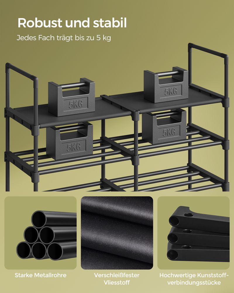 Songmics Μεταλλική Παπουτσοθήκη με 8 Ράφια - Ink Black - LSA219B01