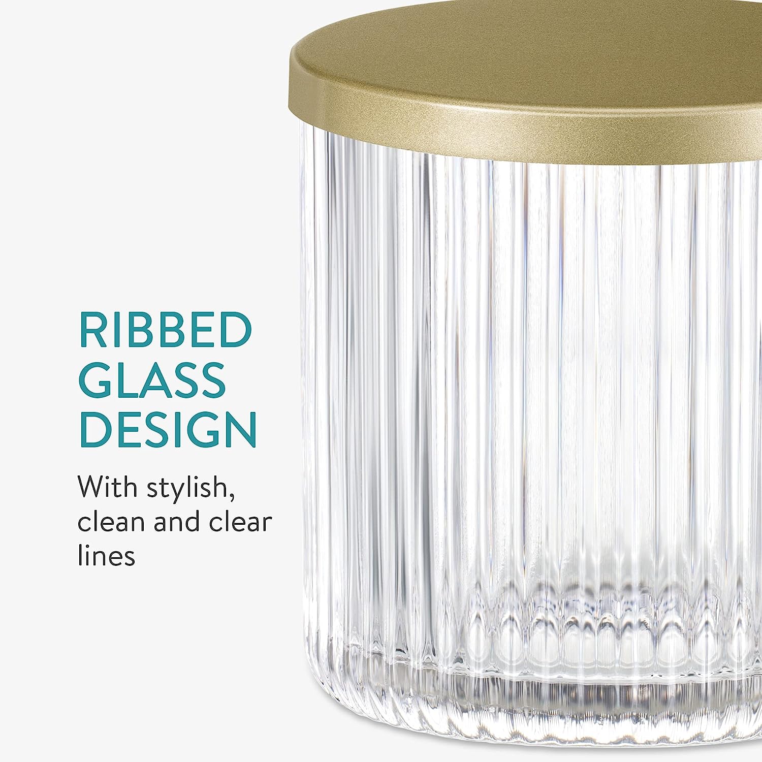 Navaris Γυάλινο Σετ 4 Τεμαχίων Αξεσουάρ Μπάνιου - Διάφανο / Metallic Gold - 60589.21