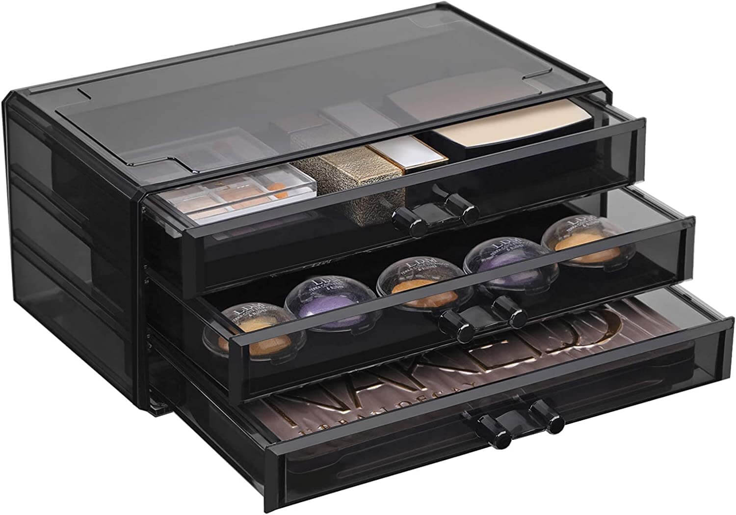 Songmics Ακρυλικός Οργανωτής Καλλυντικών με 6 Συρτάρια - Black / Ημιδιάφανος - JKA009BK
