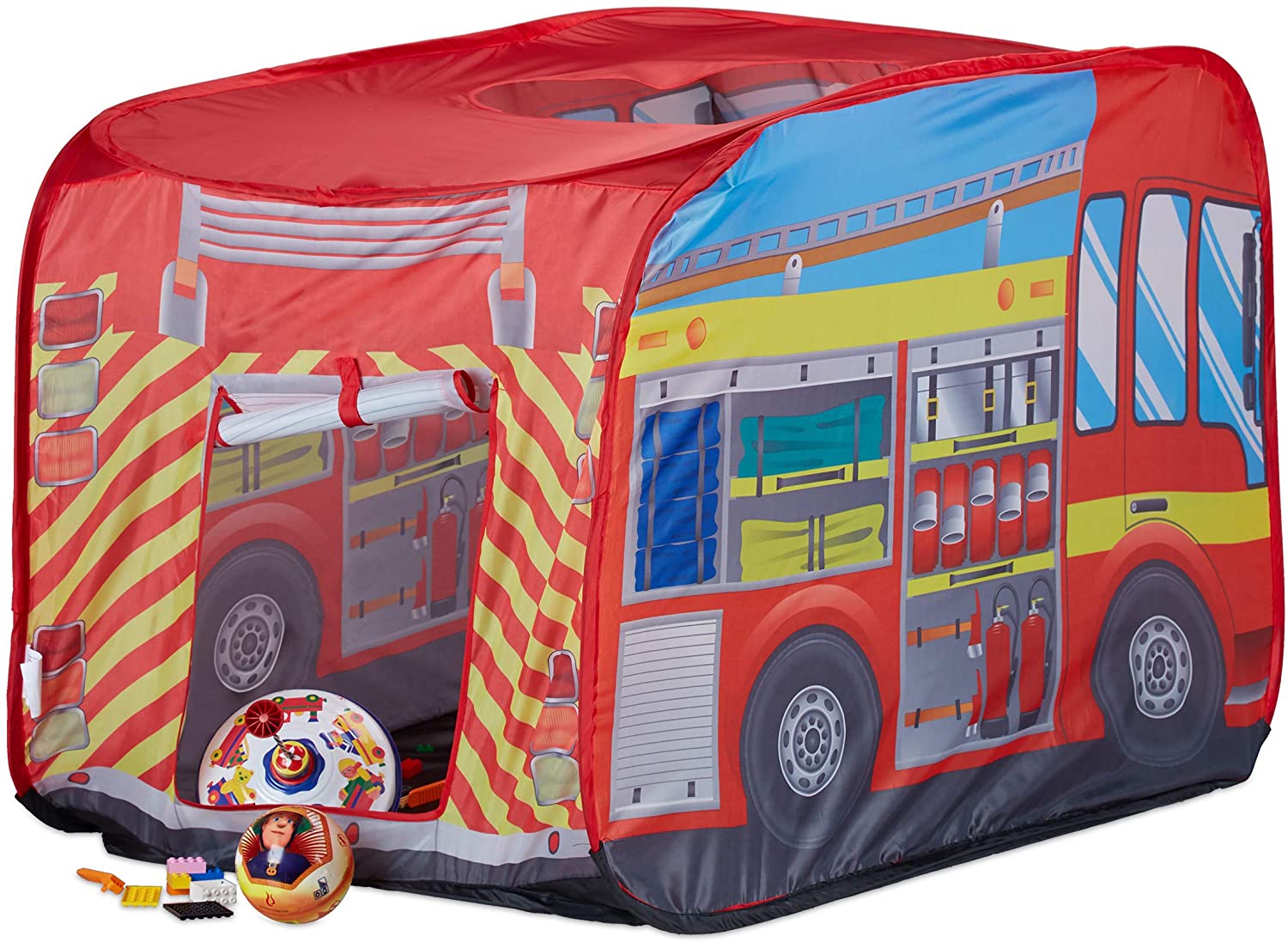 Relaxdays Παιδική Σκηνή - Πυροσβεστικό Όχημα - Red - 4052025224592