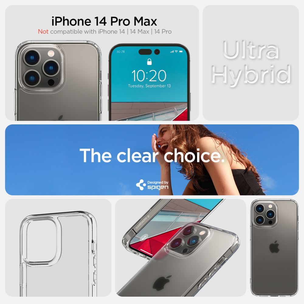 Spigen iPhone 14 Pro Max Ultra Hybrid Σκληρή Θήκη με Πλαίσιο Σιλικόνης - Frost Clear