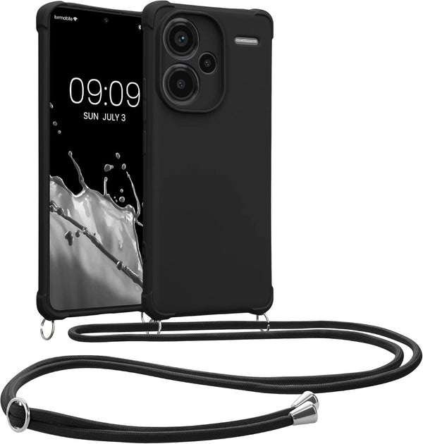 KW Xiaomi Redmi Note 13 Pro+ 5G Θήκη Σιλικόνης TPU με Λουράκι - Black