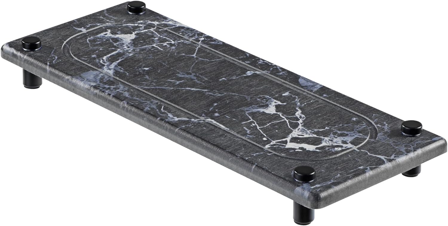 Navaris Δίσκος Οργάνωσης Νιπτήρα από Διατομίτη με Σχεδιασμό Γρήγορου Στεγνώματος - 28 x 11 x 2.5 cm - Black Marble - 61632.04