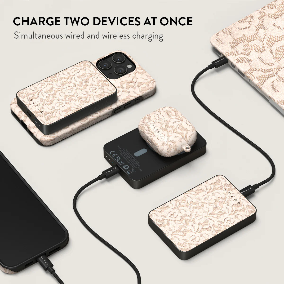 Burga Μαγνητικό Ασύρματο MagSafe PowerBank 5000mAh με Καλώδιο Type-C to Type-C - Gunmetal - Gone Country