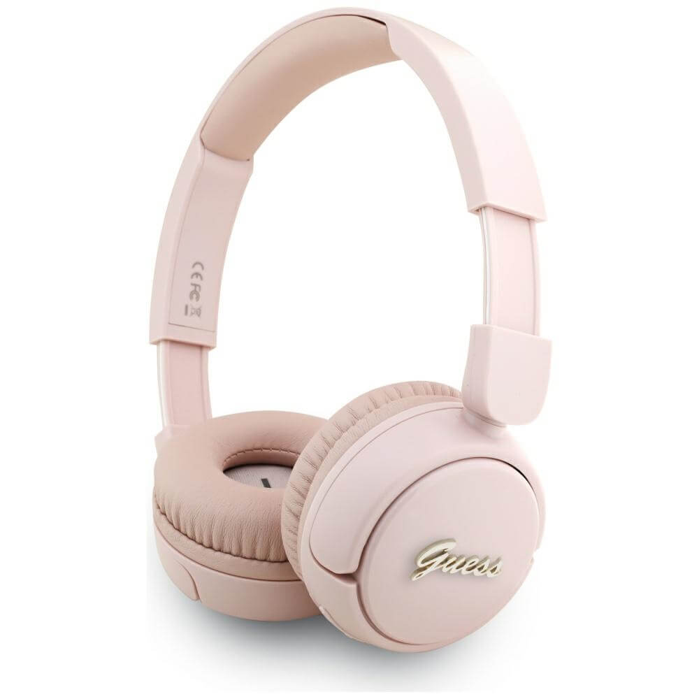 Guess Over-Ear Metal Logo Script - Ασύρματα Bluetooth Ακουστικά - Pink