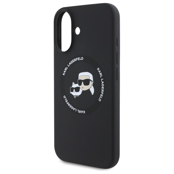 Karl Lagerfeld iPhone 16 - Silicone Karl and Choupette Heads - Θήκη Σιλικόνης με MagSafe - Black - KLHMP16SSKCHTCK