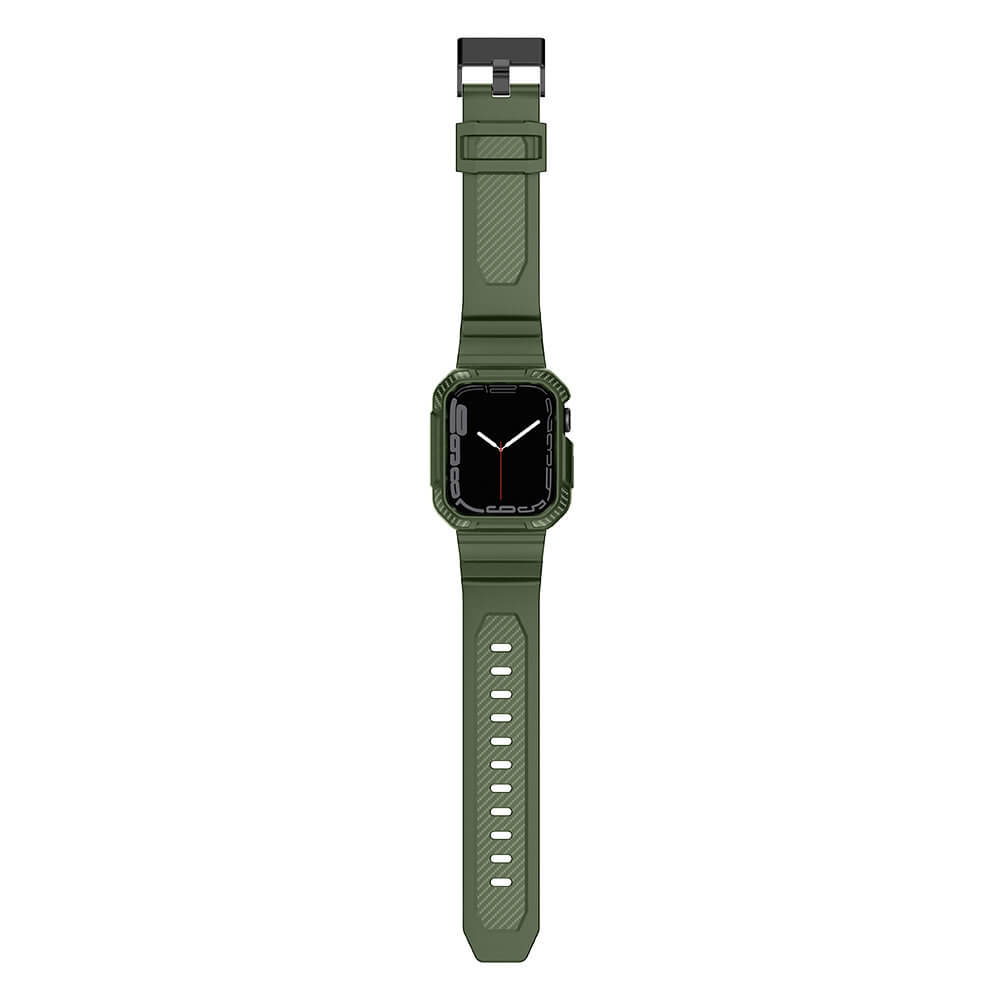 Kingxbar Λουράκι Apple Watch 2 / 3 / 4 / 5 / 6 / 7 / 8 / 9 / SE / SE 2 - 42 / 44 / 45 mm CYF537 με Θήκη Προστασίας - Green
