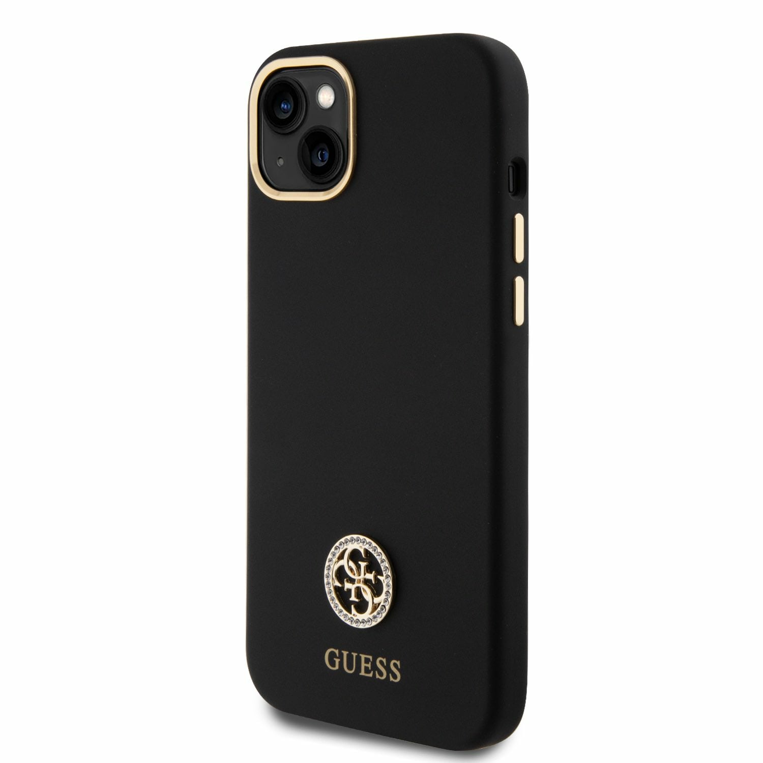 Guess iPhone 15 Plus Silicone Logo Strass 4G Σκληρή Θήκη με Πλαίσιο Σιλικόνης - Black - GUHCP15M4DGPK