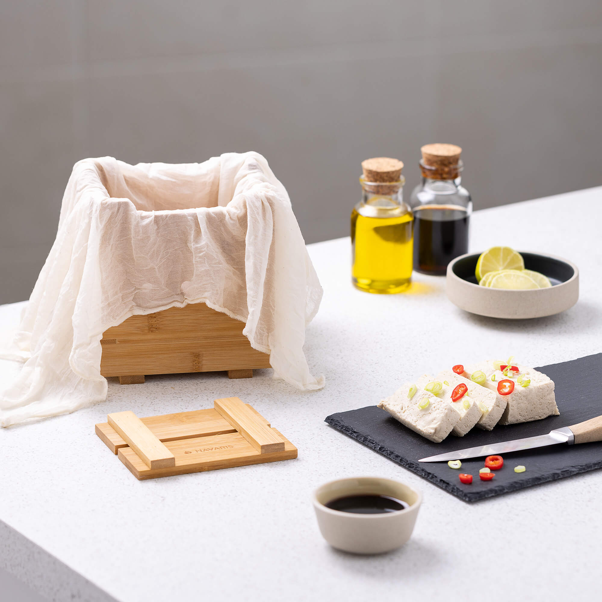 Navaris Παρασκευαστής Τόφου από Μπαμπού - Light Brown - 55921.01