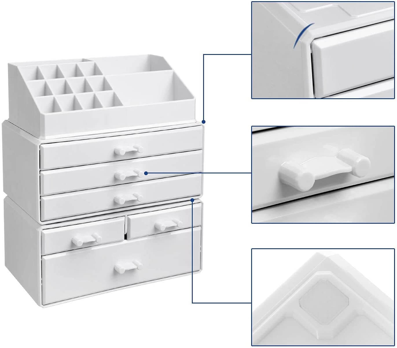 Songmics Ακρυλικός Οργανωτής Καλλυντικών με 6 Συρτάρια - White - JKA009WT