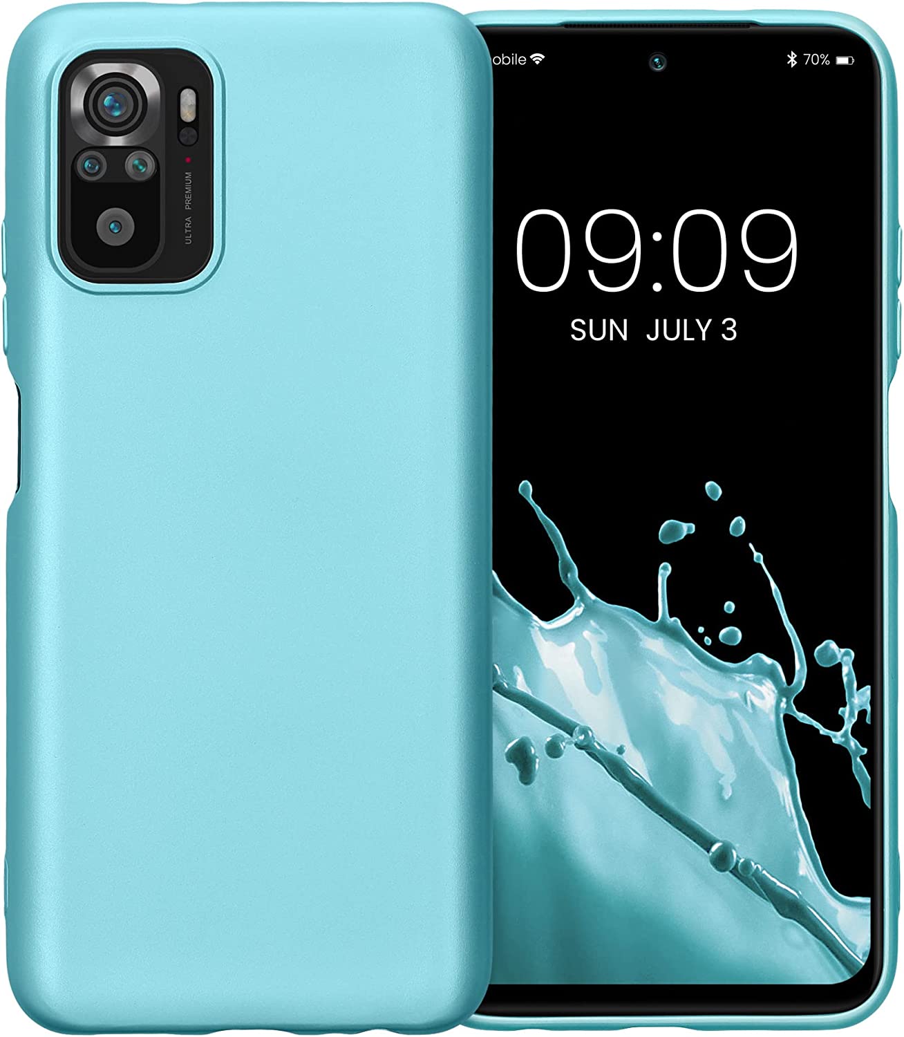 KW Xiaomi Redmi Note 10 / Note 10s / Poco M5s Θήκη Σιλικόνης TPU - Metallic Mint Green - 57280.231