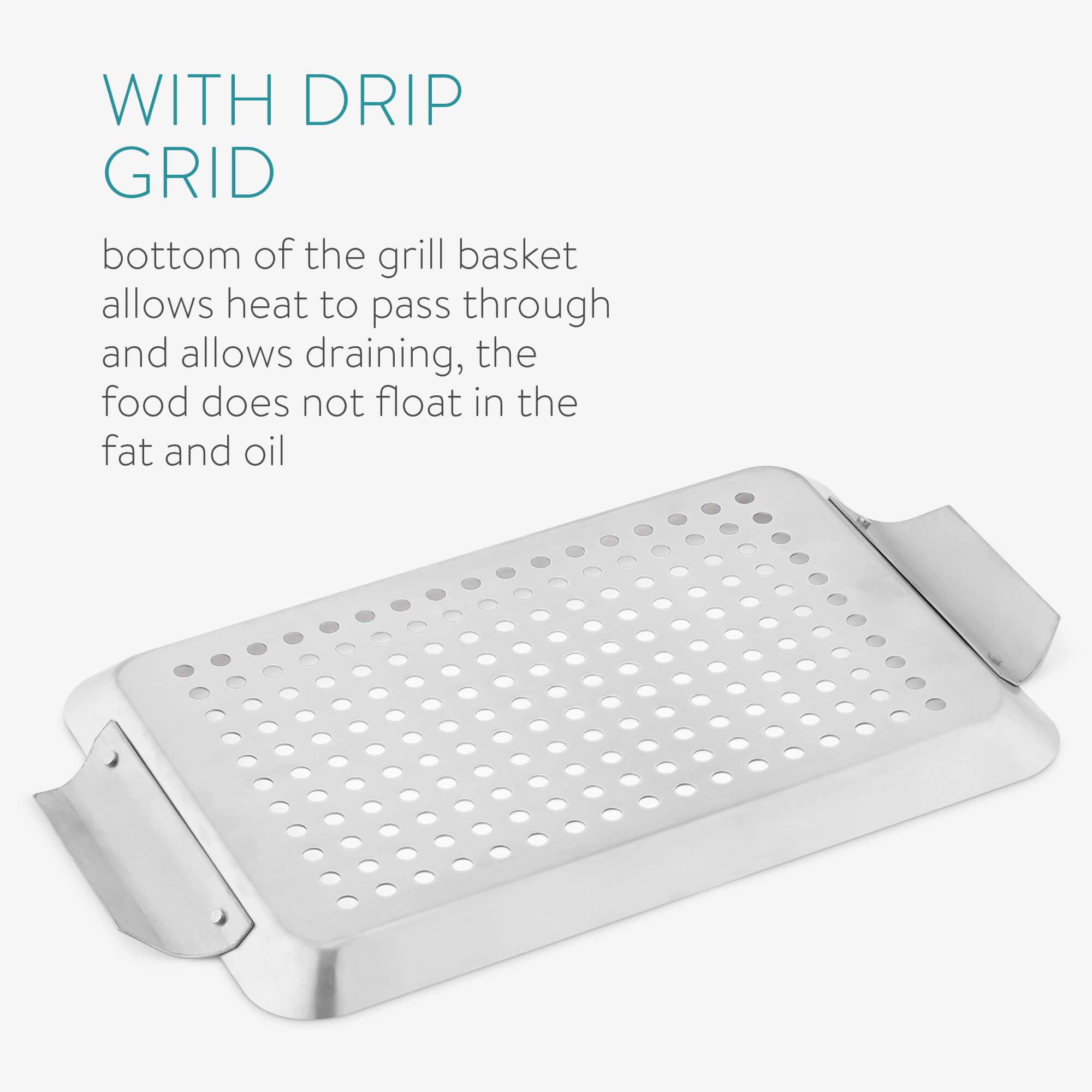 Navaris Ορθογώνιο Καλάθι από Ανοξείδωτο Ατσάλι για Ψησταριά BBQ - Silver - 56221.02