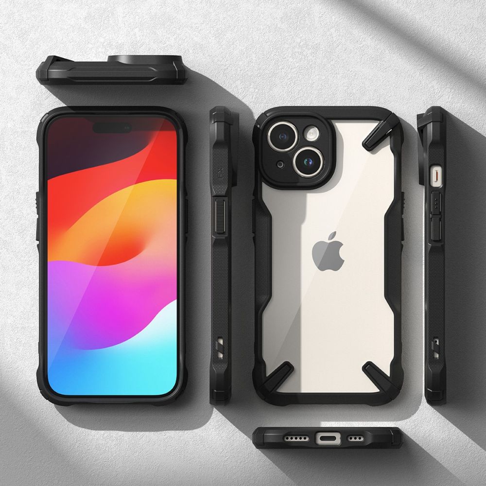 Ringke iPhone 15 Fusion X Σκληρή Θήκη με Πλαίσιο Σιλικόνης - Black - Διάφανη