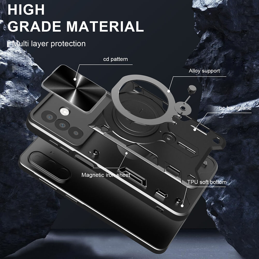 Techsuit Samsung Galaxy A26 5G - CamGuard Pro - Σκληρή Θήκη με Προστασία Καμερών και Δαχτυλίδι Συγκράτησης - Black