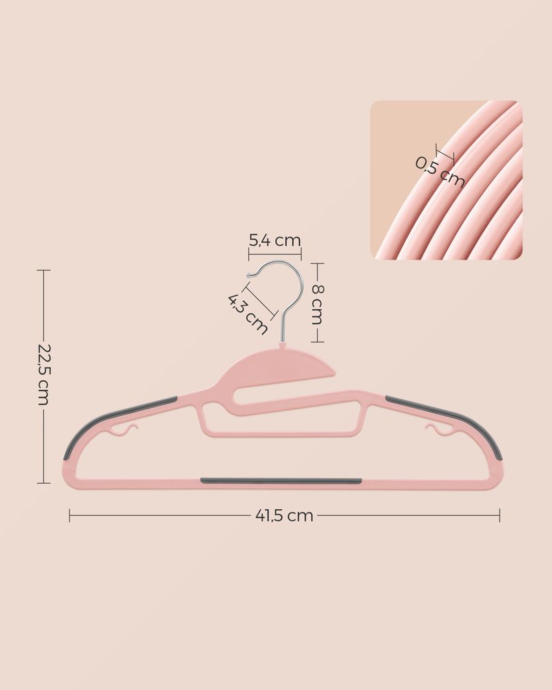 Songmics Σετ με 20 Πλαστικές Κρεμάστρες Ρούχων - Pink / Dark Grey - CRP041P01