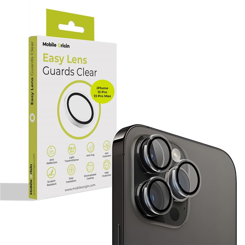 Mobile Origin Easy Lens Guards iPhone 13 Pro / iPhone 13 Pro Max - Προστασία Κάμερας - Αντιχαρακτικό Γυαλί - Διάφανο