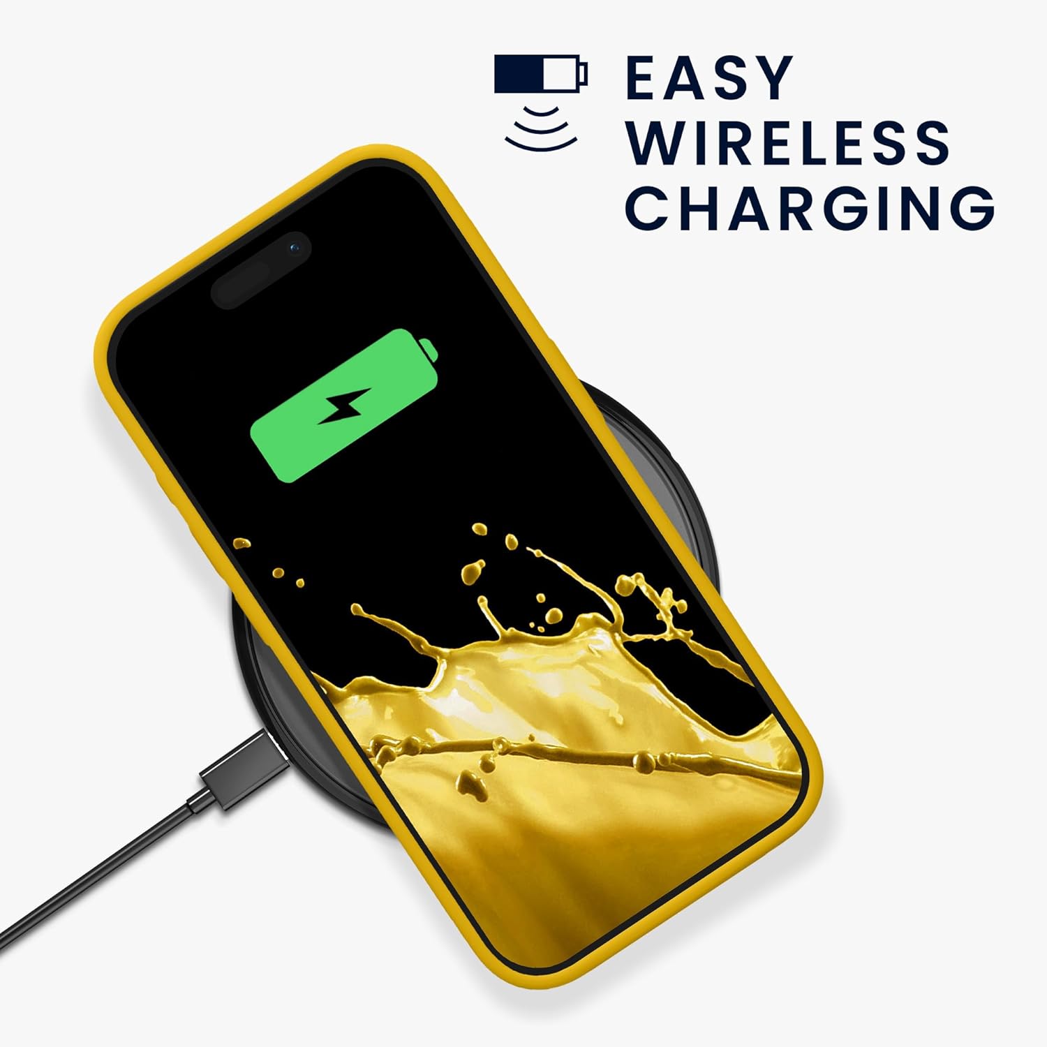 KW iPhone 15 Pro Θήκη Σιλικόνης Rubberized TPU - Bright Yellow