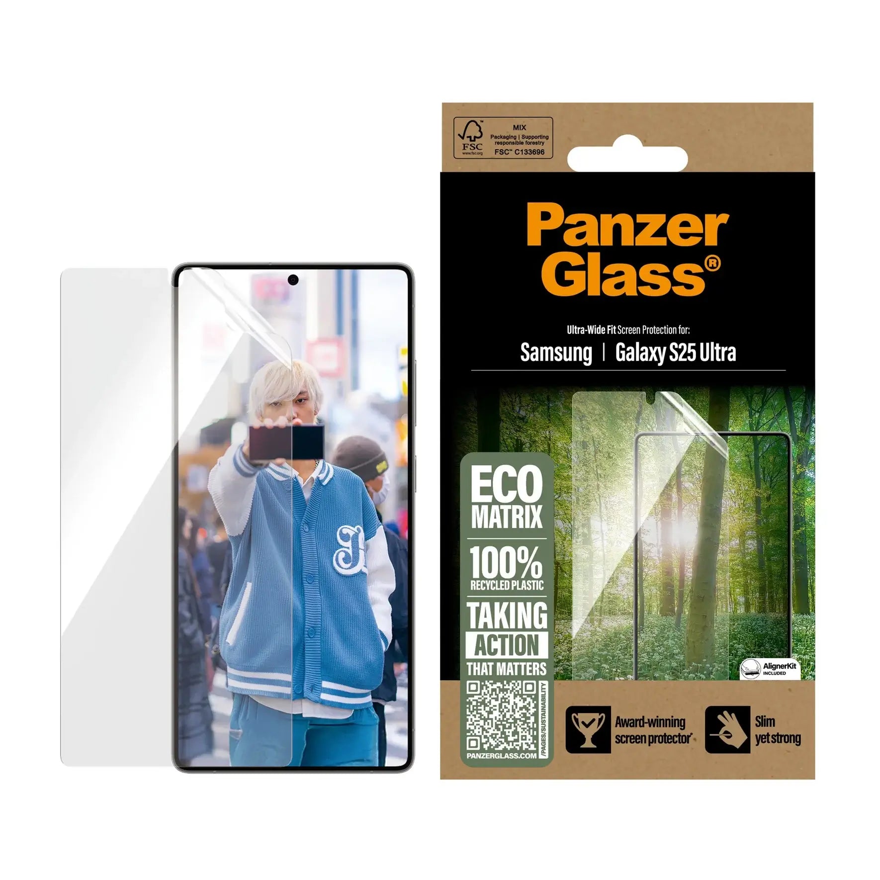 PanzerGlass Samsung Galaxy S25 Ultra Eco Matrix Ultra-Wide Fit Προστατευτική Mεμβράνη Οθόνης - Διάφανη / Black