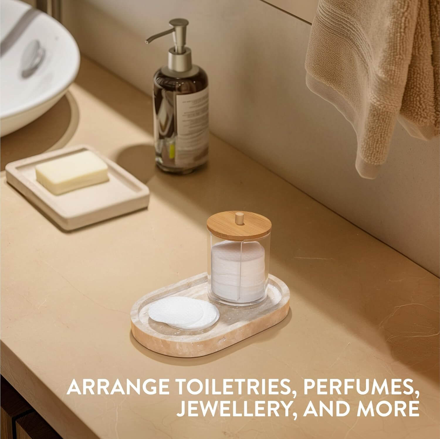 Navaris Οβάλ Διακοσμητικός Δίσκος από Φυσική Πέτρα Τραβερτίνη - 20 x 12 x 2 cm - ‎Beige Natural