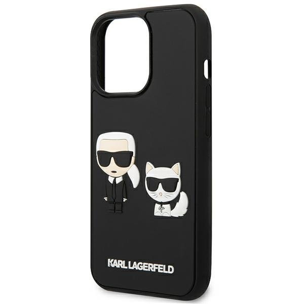 Karl Lagerfeld iPhone 13 Pro - 3D Silicone TPU Karl and Choupette Θήκη Σιλικόνης με Επένδυση από Μικροϊνες - Black - KLHCP13L3DRKCK