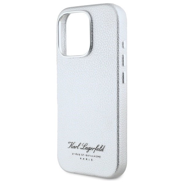 Karl Lagerfeld iPhone 16 Pro - FW Hotel RSG Σκληρή Θήκη με Επένδυση Συνθετικού Δέρματος - Grey - KLHCP16LPGWCMKHG