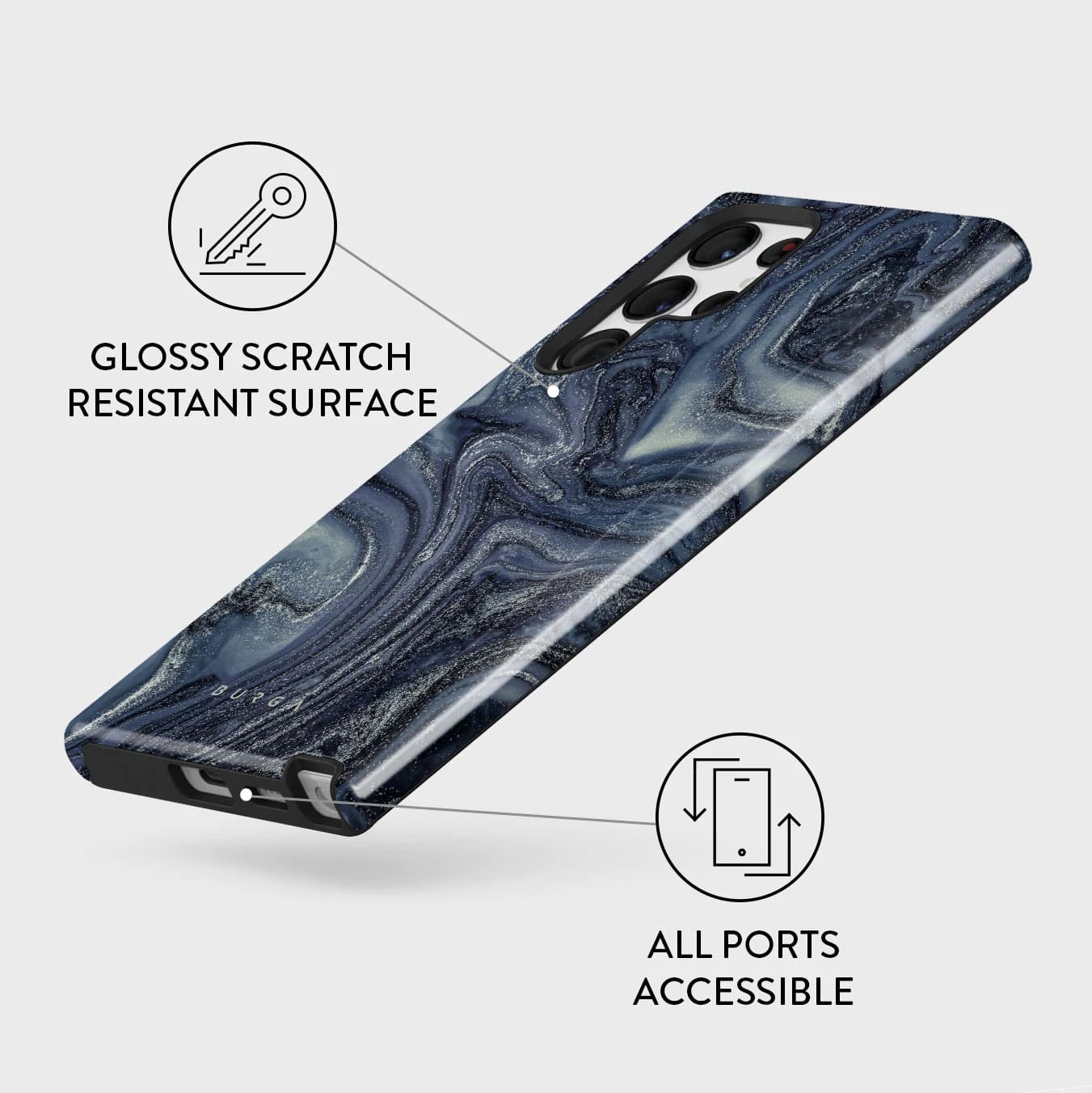 Burga Samsung Galaxy S22 Ultra Fashion Tough Σκληρή Θήκη - Navy Trench