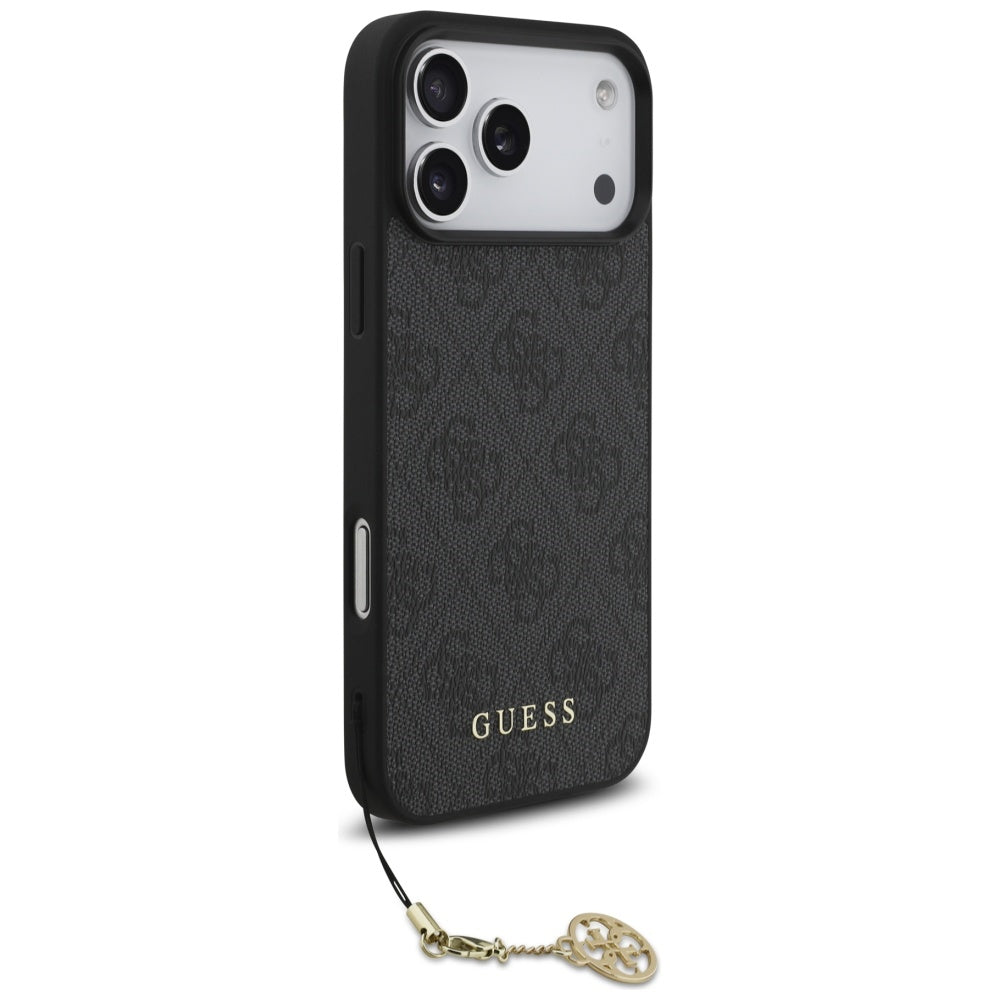 Guess iPhone 17 Pro Max - 4G Charms Collection MagSafe - Θήκη με Επένδυση Συνθετικού Δέρματος - Black - GUHMP17XGF4GCK
