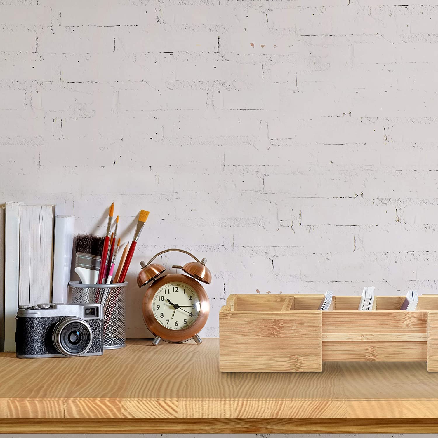 Relaxdays Βάση Οργάνωσης Καρτών Ευρετηρίου από Bamboo - Natural - 4052025203344