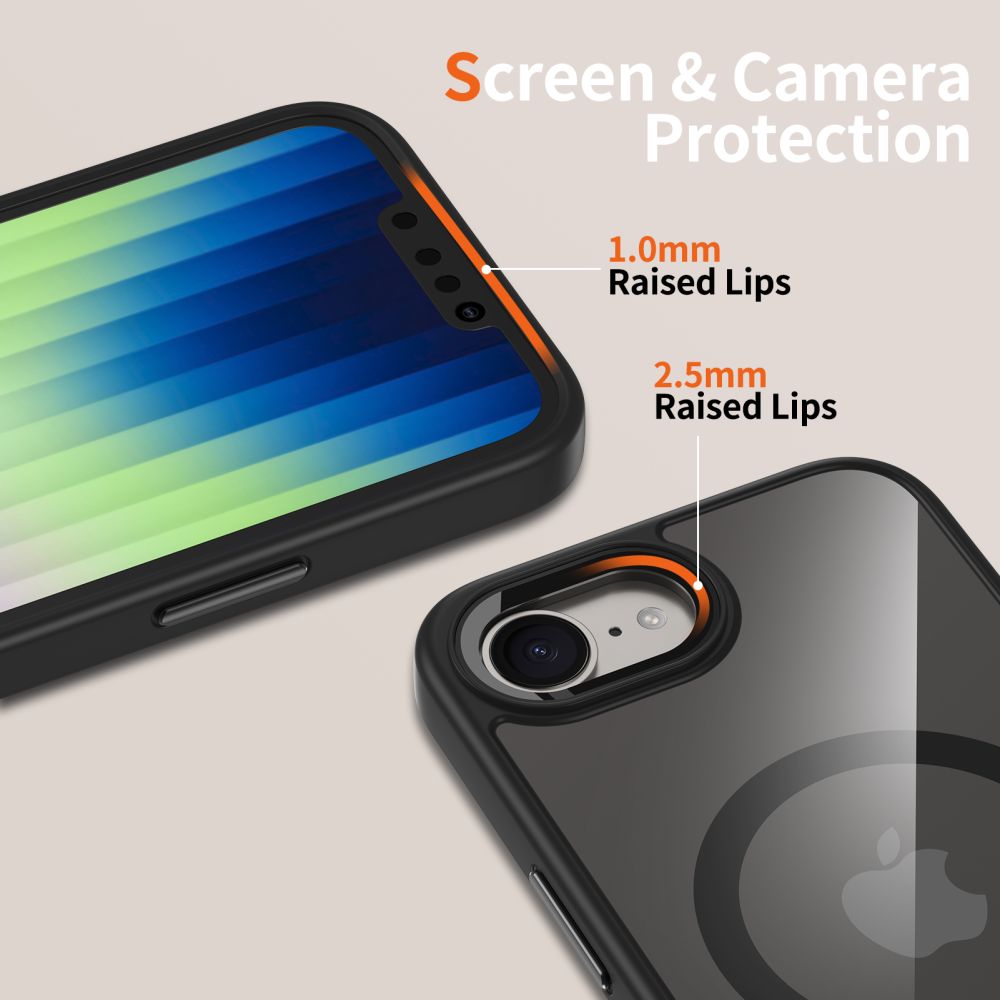 Tech-Protect iPhone 16e MagMat Σκληρή Θήκη με Πλαίσιο Σιλικόνης και MagSafe - Black / Clear