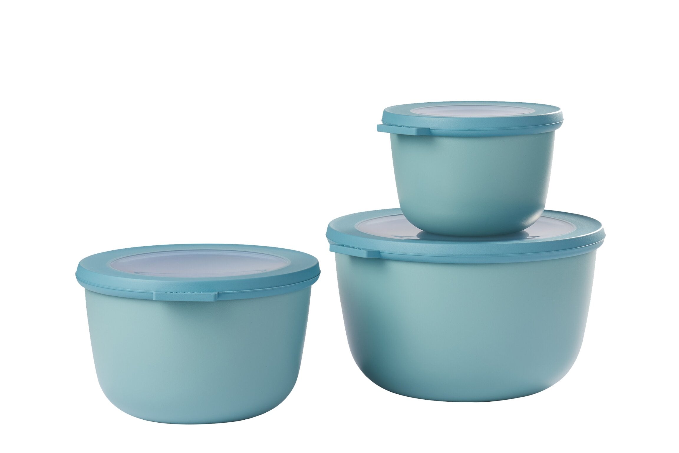 Mepal Cirqula Round Σετ με 3 BPA Free Δοχεία Αποθήκευσης Φαγητού - 500 ml - 1000 ml - 2000 ml - Nordic Green