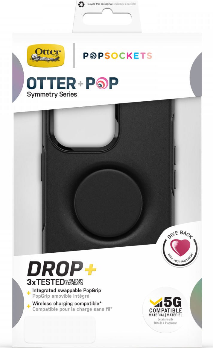OtterBox iPhone 13 Pro Otter + Pop Symmetry Series Σκληρή Θήκη με Πλαίσιο Σιλικόνης και Ενσωματωμένο Pop Holder - Black