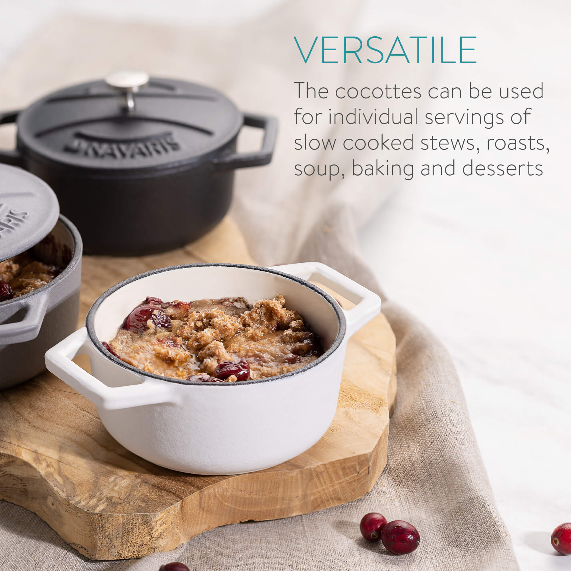 Navaris Στρογγυλλά Κατσαρολάκια - Σετ 4 Μίνι Κατσαρολάκια - White / Grey / Black - 49079.04.03