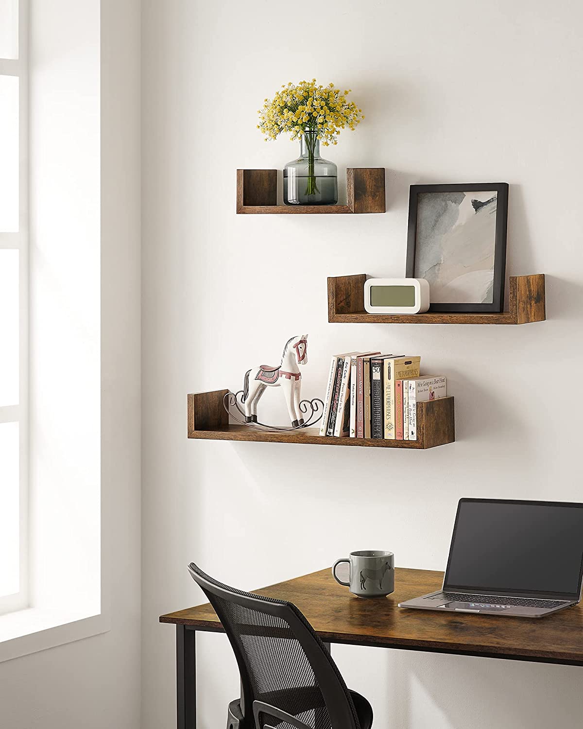 Songmics Σετ 3 Ράφια Διαφορετικού Μεγέθους - ‎Rustic Brown - LWS066T01