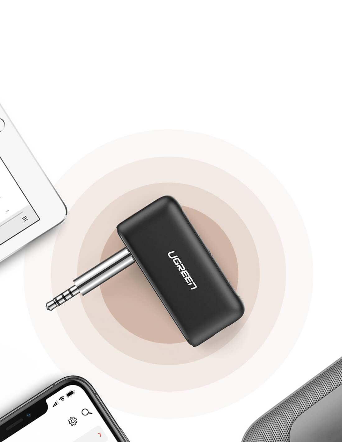 Ugreen CM276 Audio Transmitter AUX Bluetooth 5.0 Car Receiver για Αναπαραγωγή Μουσικής / Κλήσεις στο Αυτοκίνητο - Black