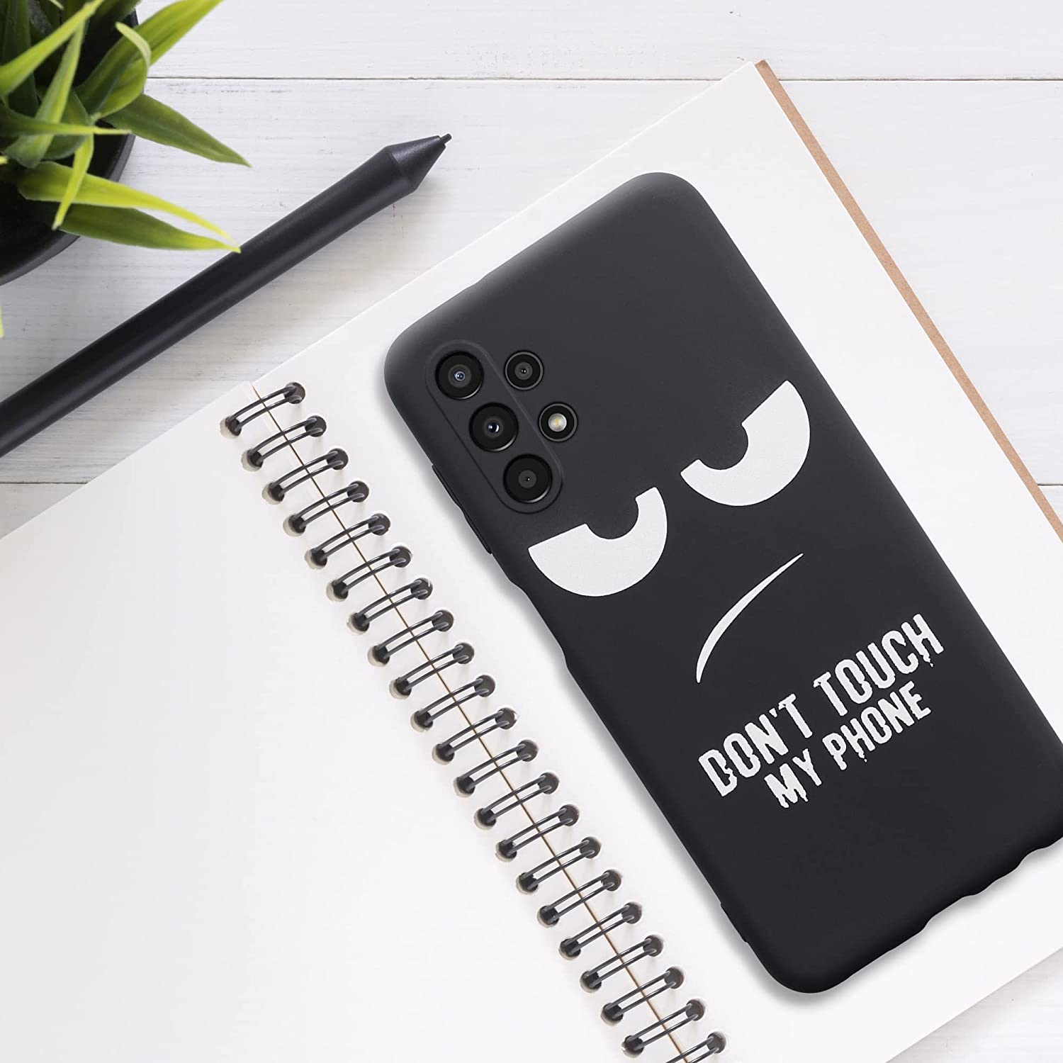 KW Samsung Galaxy A13 4G Θήκη Σιλικόνης Design Don't Touch My Phone - Black / White - 58243.01