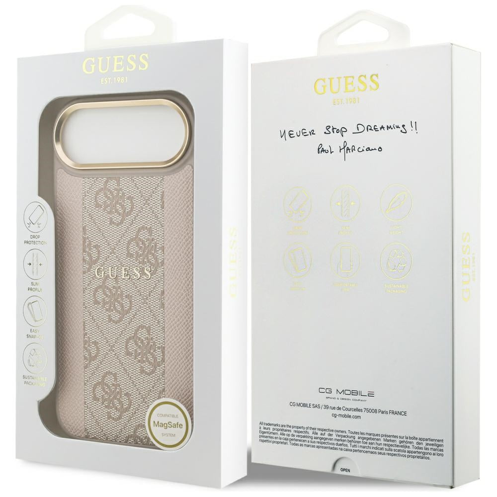 Guess iPhone Air - 4G Stripe MagSafe - Θήκη με Επένδυση Συνθετικού Δέρματος - Pink - GUHMP17MPG4SEMCP