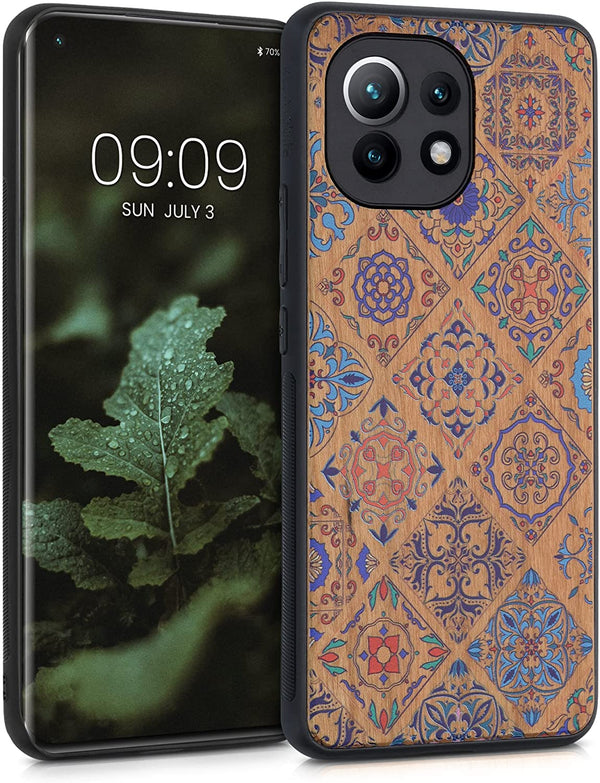 KW Xiaomi Mi 11 Θήκη από Φυσικό Ξύλο - Design Wood Moroccan Tiles - Multicolor / Brown - 54662.04