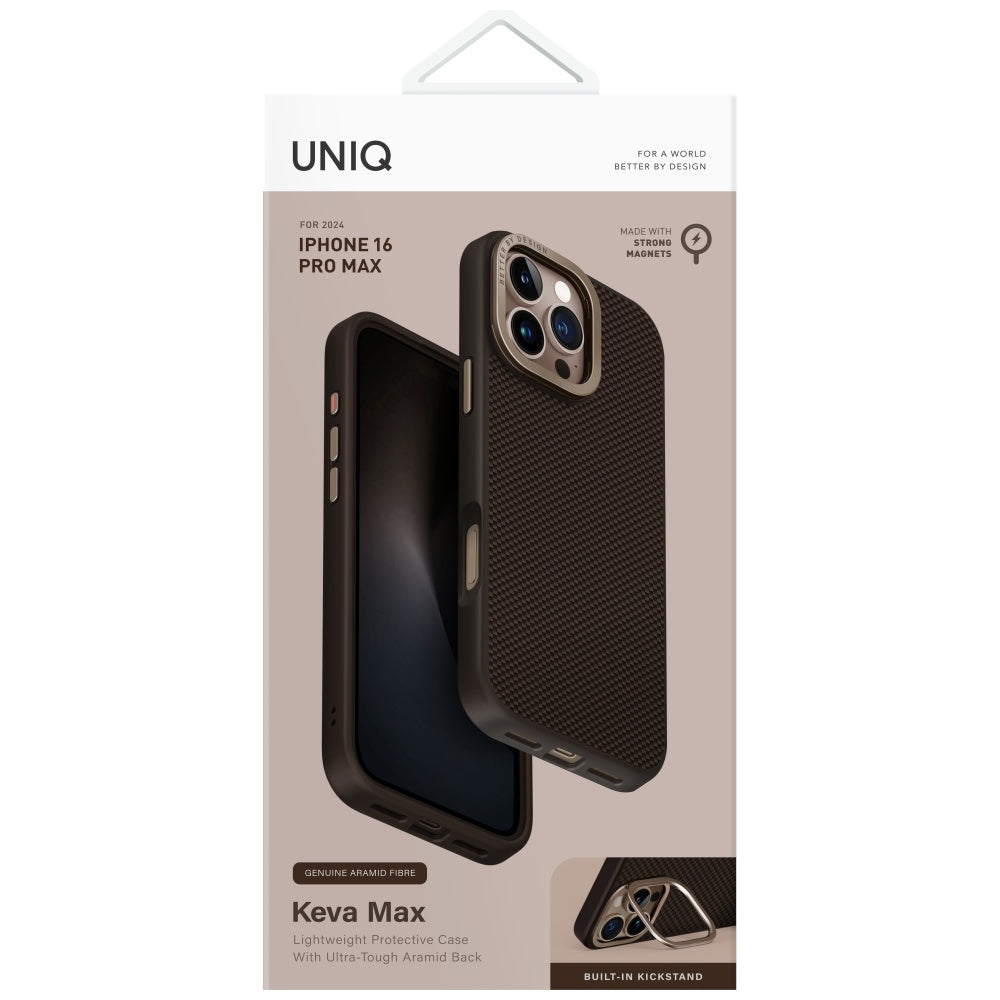 Uniq iPhone 16 Pro Max Keva Max MagClick - MagSafe Σκληρή Θήκη με Πλαίσιο Σιλικόνης και Σταντ Κάμερας - Brown
