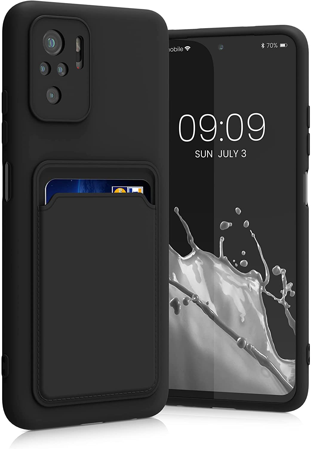 KW Xiaomi Redmi Note 10 / Note 10s / Poco M5s Θήκη Σιλικόνης TPU με Υποδοχή για Κάρτα - Black Matte - 56956.47