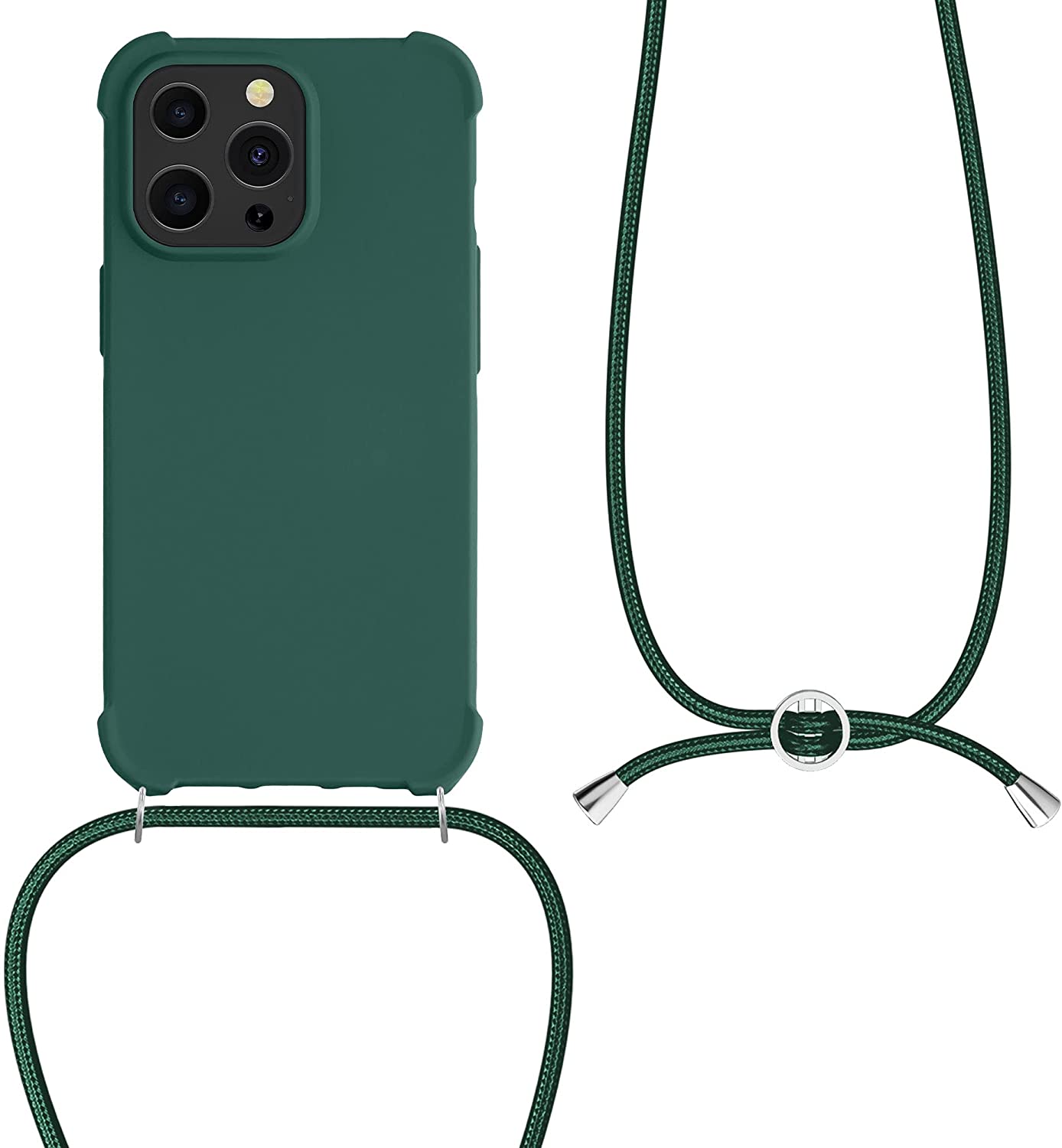 KW iPhone 13 Pro Θήκη Σιλικόνης TPU με Λουράκι - Dark Green - 55964.80